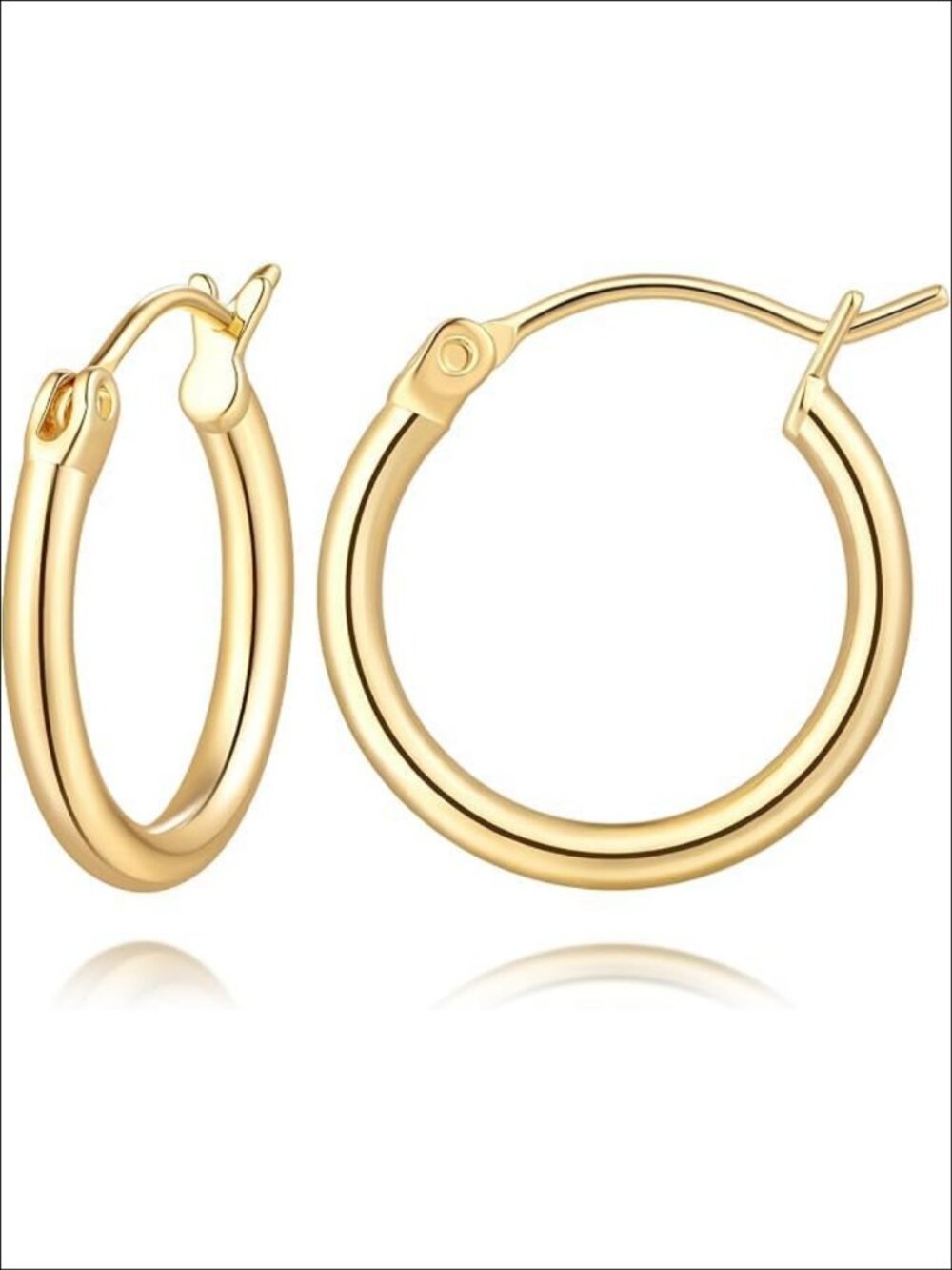 14K Gold Hoop Earrings for Women Simple Timeless Latch Back